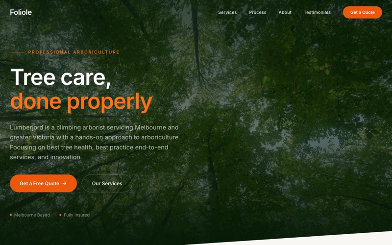 Foliole Tree Management website homepage
