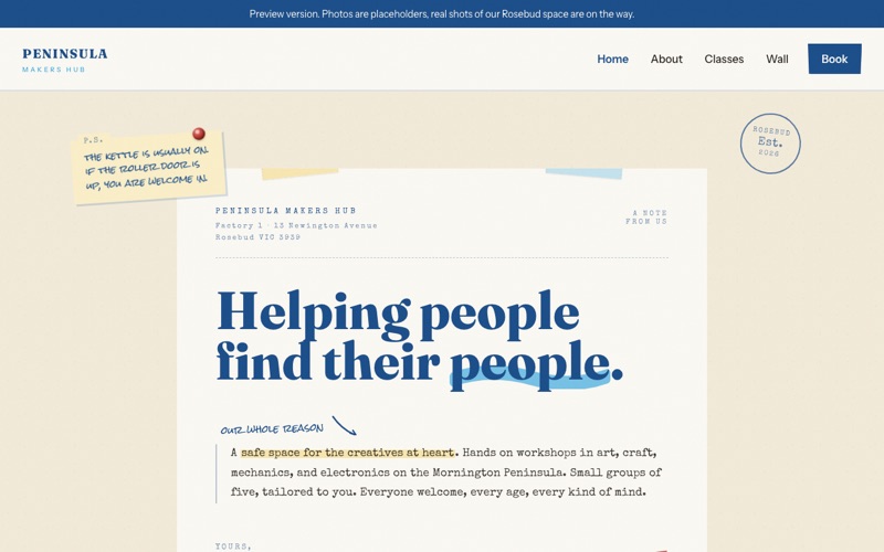 Peninsula Makers Hub website homepage
